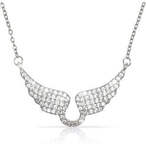 Chic Angel Wings Design Necklace with Cubic Zirconia - Heartfelt Jewelry for Her